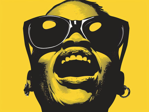 Face with sunglasses and animated exuberance style face