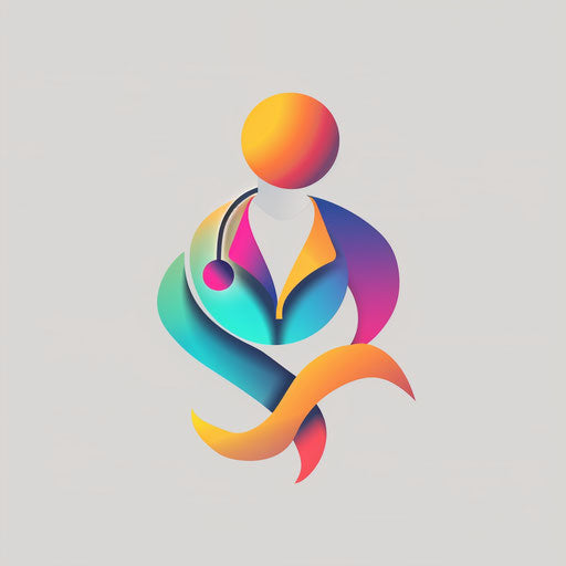 Modern doctor logo with abstract shapes and vibrant colors