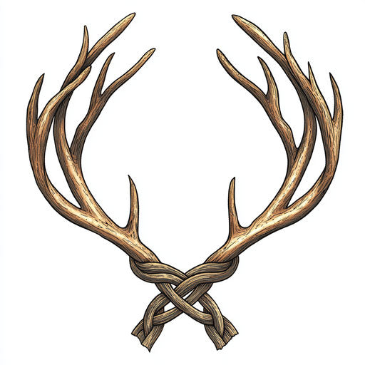 Entwined deer antlers with Celtic knot pattern