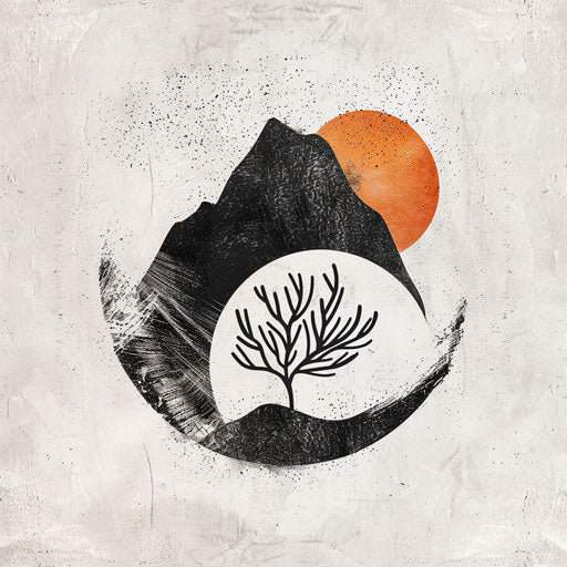 Hand-drawn simple logo design with a natural texture background, artistic elements