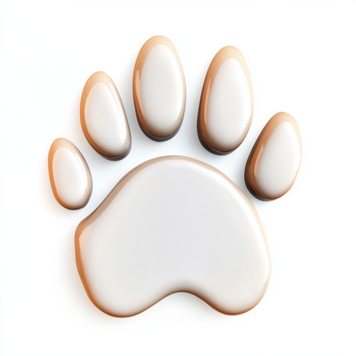 3D paw print on flat white background