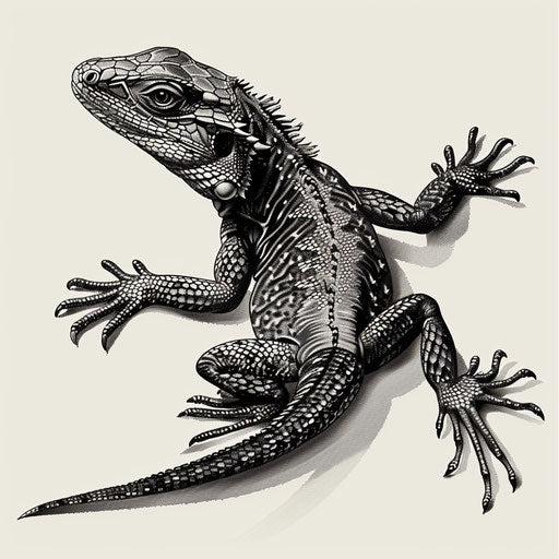 Hyperrealistic lizard tattoo sketch in clipart style flat