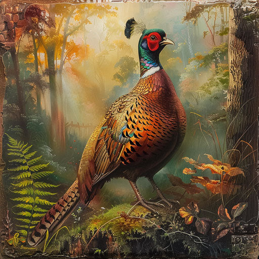Pheasant in a picturesque woodland setting
