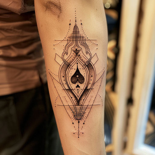 Queen of spades tattoo in art deco style