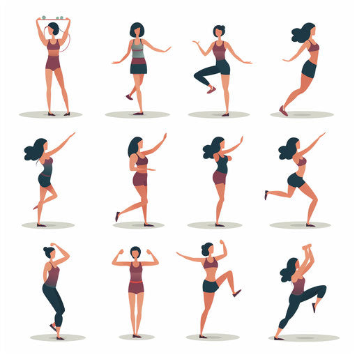 Minimalist style exercise clipart, on a white background