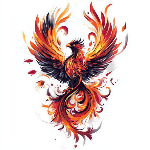 Phoenix from flames - Neck tattoo - Flat sketch