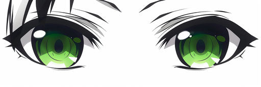 Anime eyes green and white with gray shading