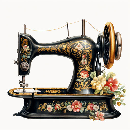 Sewing machine in the style of Oil painting