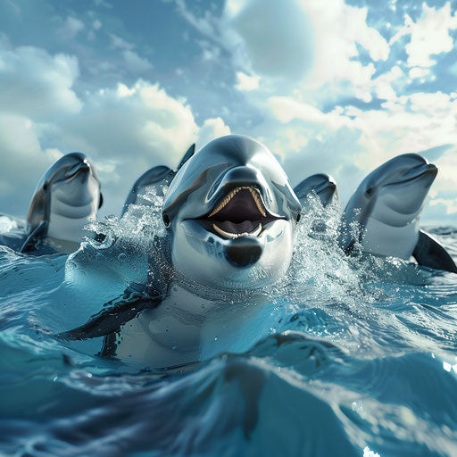 Playful interaction between a vaquita porpoise and friendly dolphins
