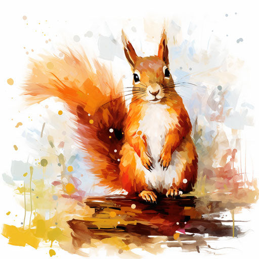 Squirrel Clipart in Impressionistic Art Style