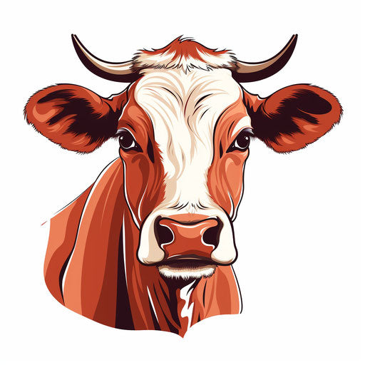 Cow vector png in Minimalist style on white background