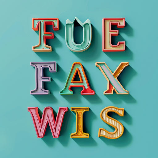 Realistic style alphabet clipart on turquoise background