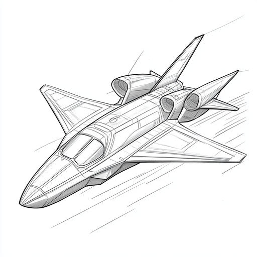 Futuristic jet with sleek design, in Walt Handelsman style