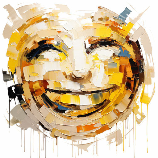 Happy face clipart in the style of Oil painting, on a white background