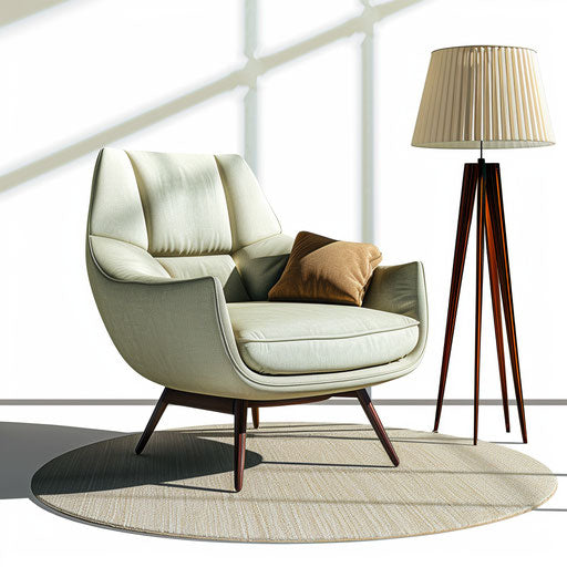 Realistic furniture clipart on flat white background, high contrast and soft shadows