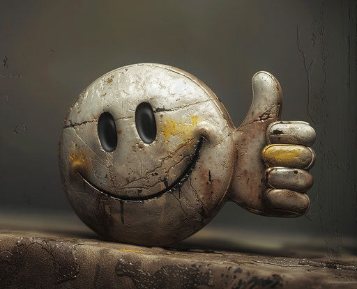 Smiling emoticon giving a thumbs up