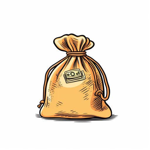 Minimalist style money bag illustration on white background