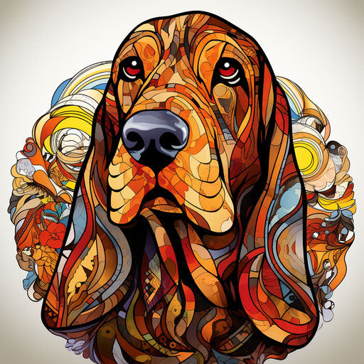 Basset Hound coloring book in tribal abstraction style
