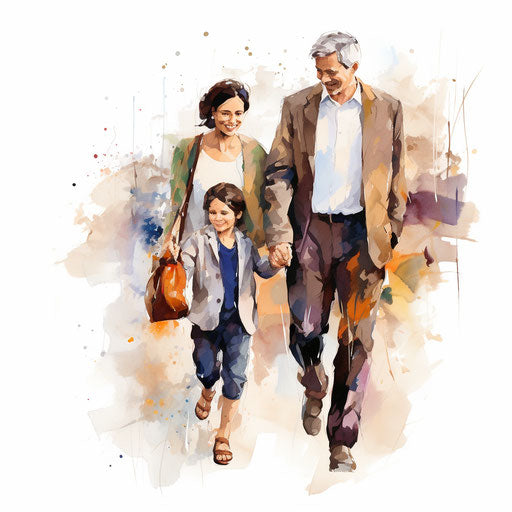 Parental clipart in the style of Impressionistic Art, on white background