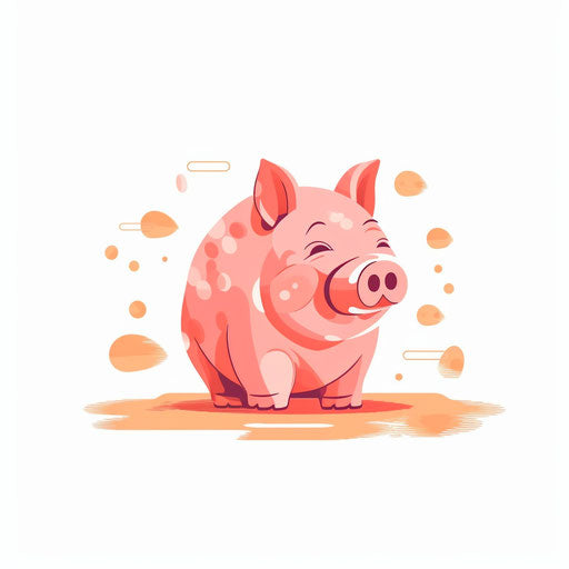 Piggy bank clipart in Minimalist style, on white background
