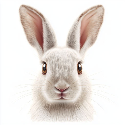 3D bunny face in photo realistic style with flat white background