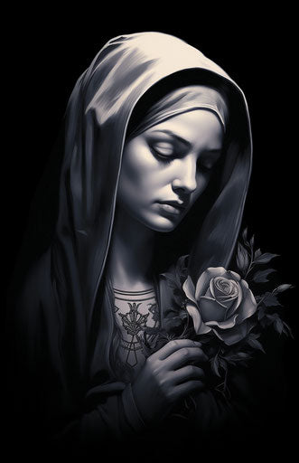 Tattoo of Saint Mary in street art style