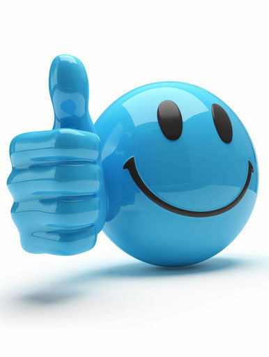 Blue smiling face with thumbs up