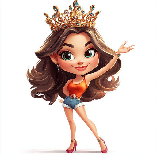 Humorous caricature of a tiara with human characteristics