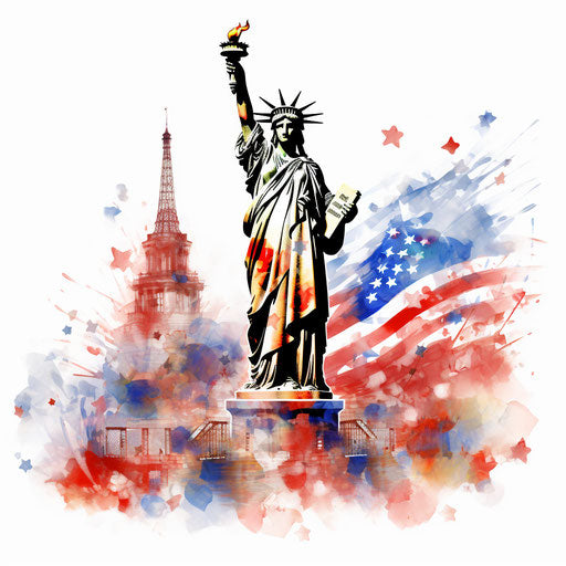 Impressionistic patriotic clip art on white background