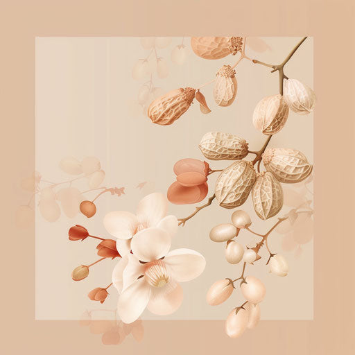 Realistic peanut on dusky rose background