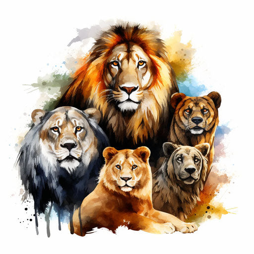 Animals clipart in the style of Oil painting, on a white background