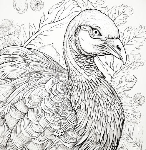 A turkey coloring pages, strong facial expression