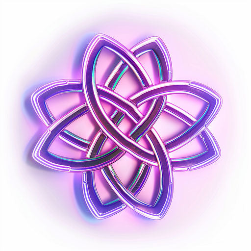 Futuristic Celtic knot tattoo with glowing neon lines