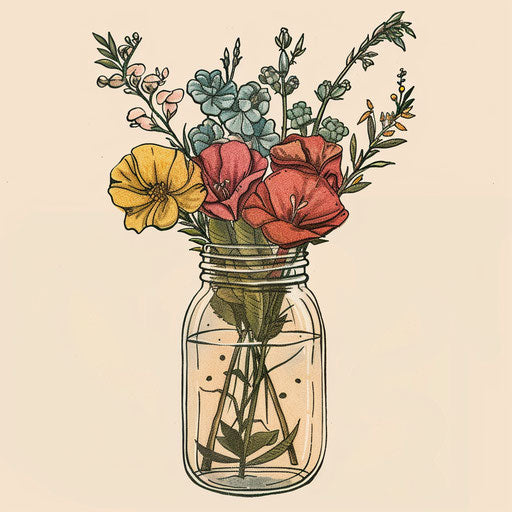 Birth flower bouquet in a glass jar