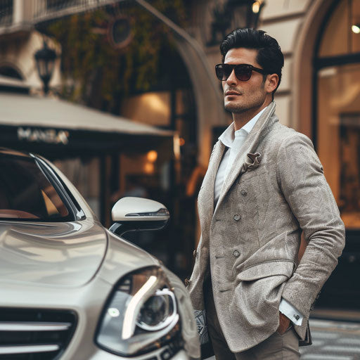 Businessman next to a luxury car