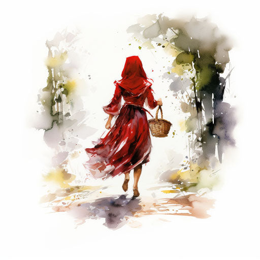 Little red riding hood in Impressionistic Art, white