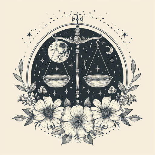 Libra constellation with delicate floral embellishments
