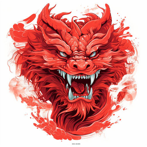 Red Chinese dragon on white background, layered vector image