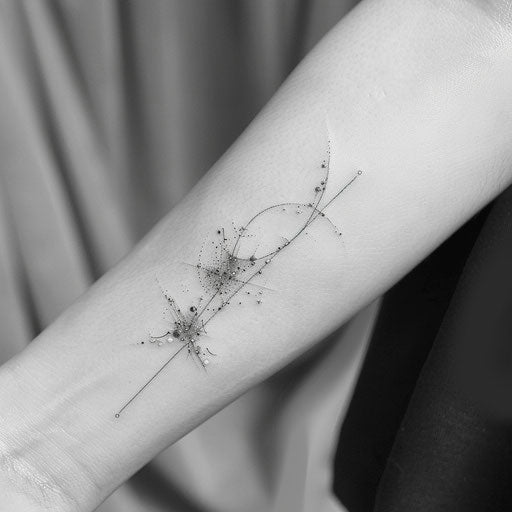Minimalistic black and white galaxy tattoo concept