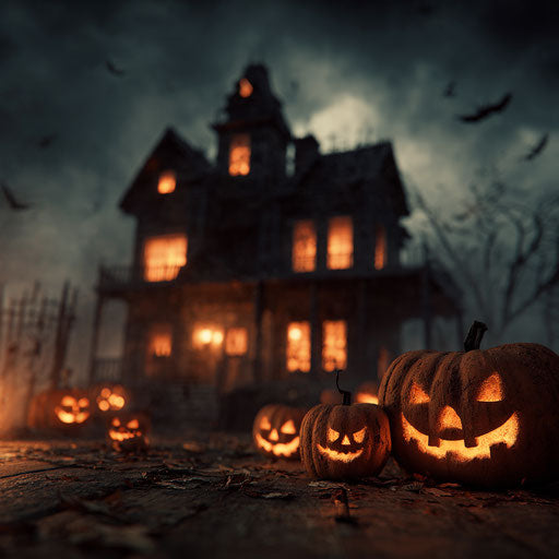 Festive and Spooky Halloween Scene with Pumpkins