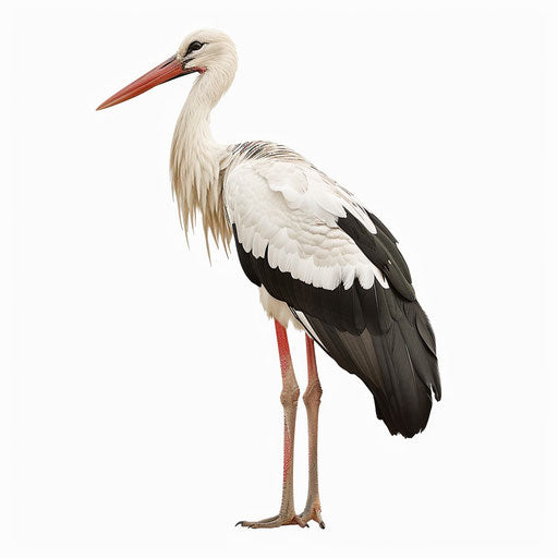 Realistic stork clipart against white background