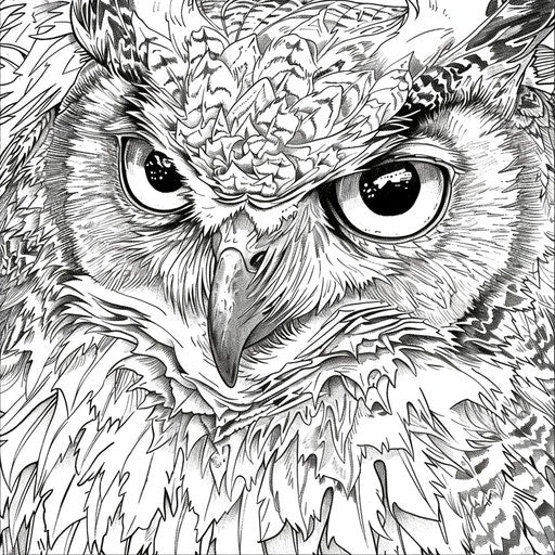 Owl with detailed feathers and big eyes