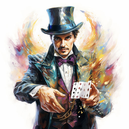 Magician in Oil Painting Style on White Background