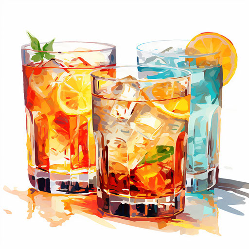 Drinks clipart in the style of Impressionistic Art