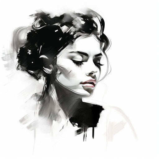 Chiaroscuro Art style clipart drawing, on a white background