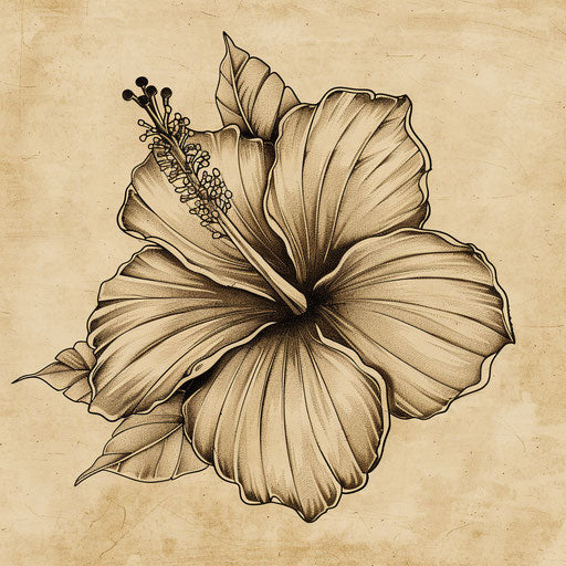 Vintage tattoo sketch of an old-school Hawaiian flower