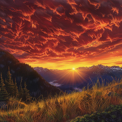 Vibrant sunset over Washington mountains