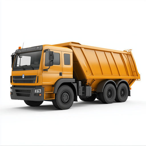 3D garbage truck on flat white background