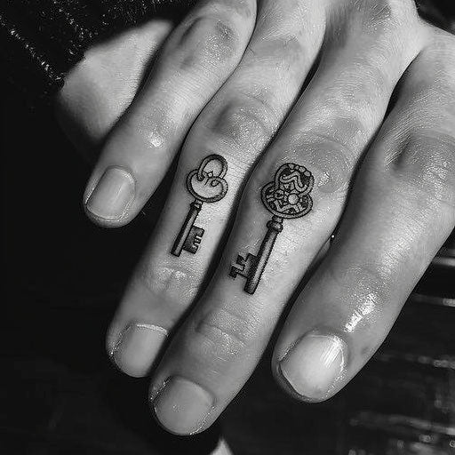 Wedding ring tattoo design of lock and key