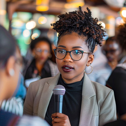 Journalist conducting interviews for a groundbreaking story